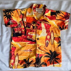 Royal Hawaiian Creations Orange Shirt Sleeve Button Down Shirt Boys Size 6